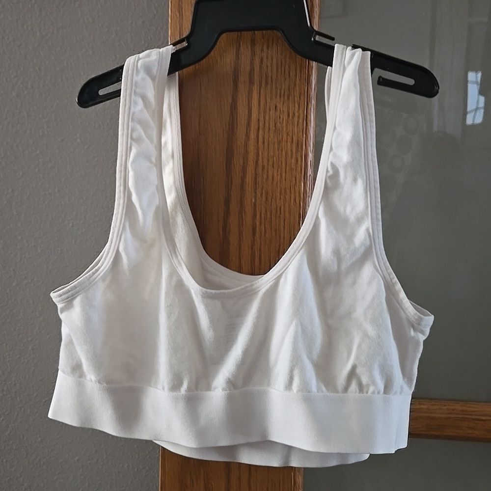 Auden Womens Cotton Stretch Unlined Scoop Bralette White - Picture 8 of 12